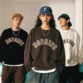Sweatshirt Bersulam Applique Suede Ganda
