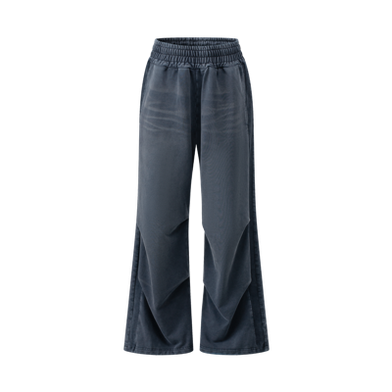 Borong OEM Acid Wash Wide Leg Heavyweight Cotton Sweatpants Kornit DTG Print
